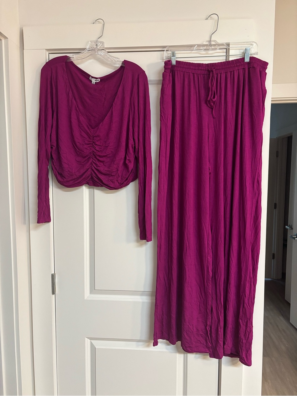 Fashion Nova 2pc Wide Leg Pants Pink Set - Size 2X